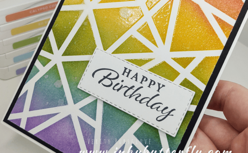 Using Masks to Make a Fun Geometric Embossed Rainbow&nbsp;Card