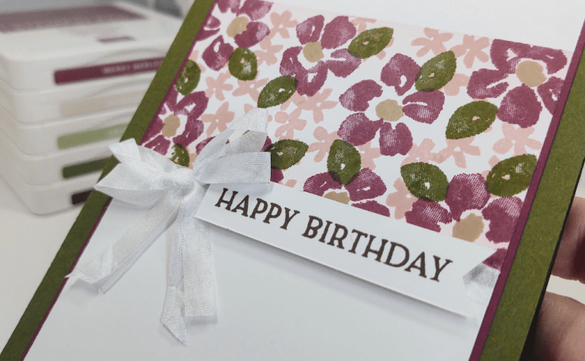 Masked Birthday Card with Blossoms in&nbsp;Bloom